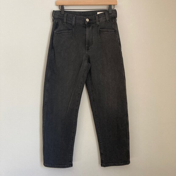 AYR Jeans Womens 26 Black The Beat Barrel Leg Ankle Crop Uni Denim Trouser Cut - Picture 4 of 12